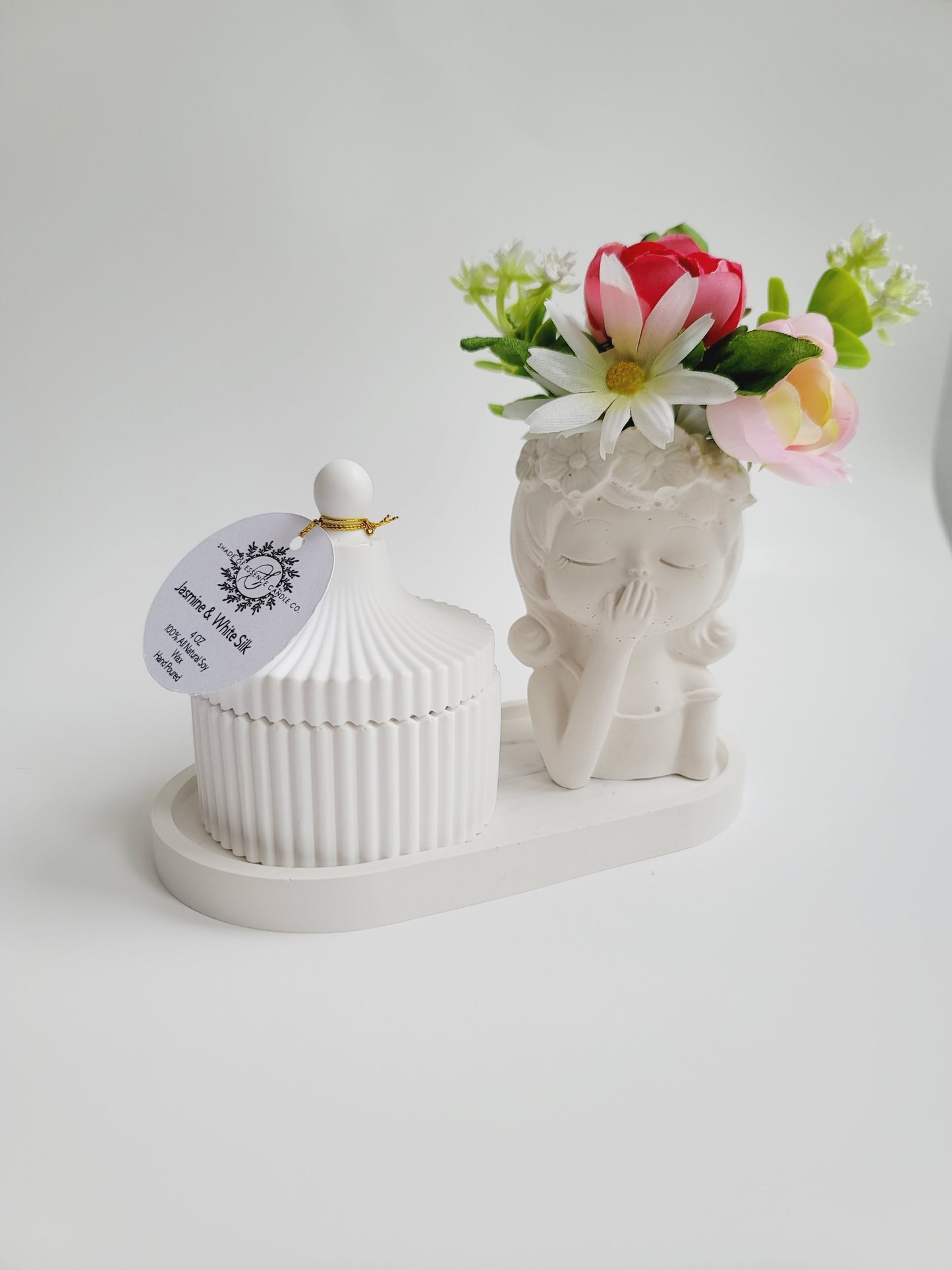 Cement Table Decor - Girl with Braids