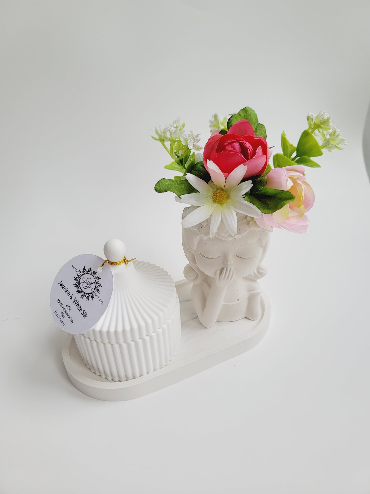 Cement Table Decor - Girl with Braids