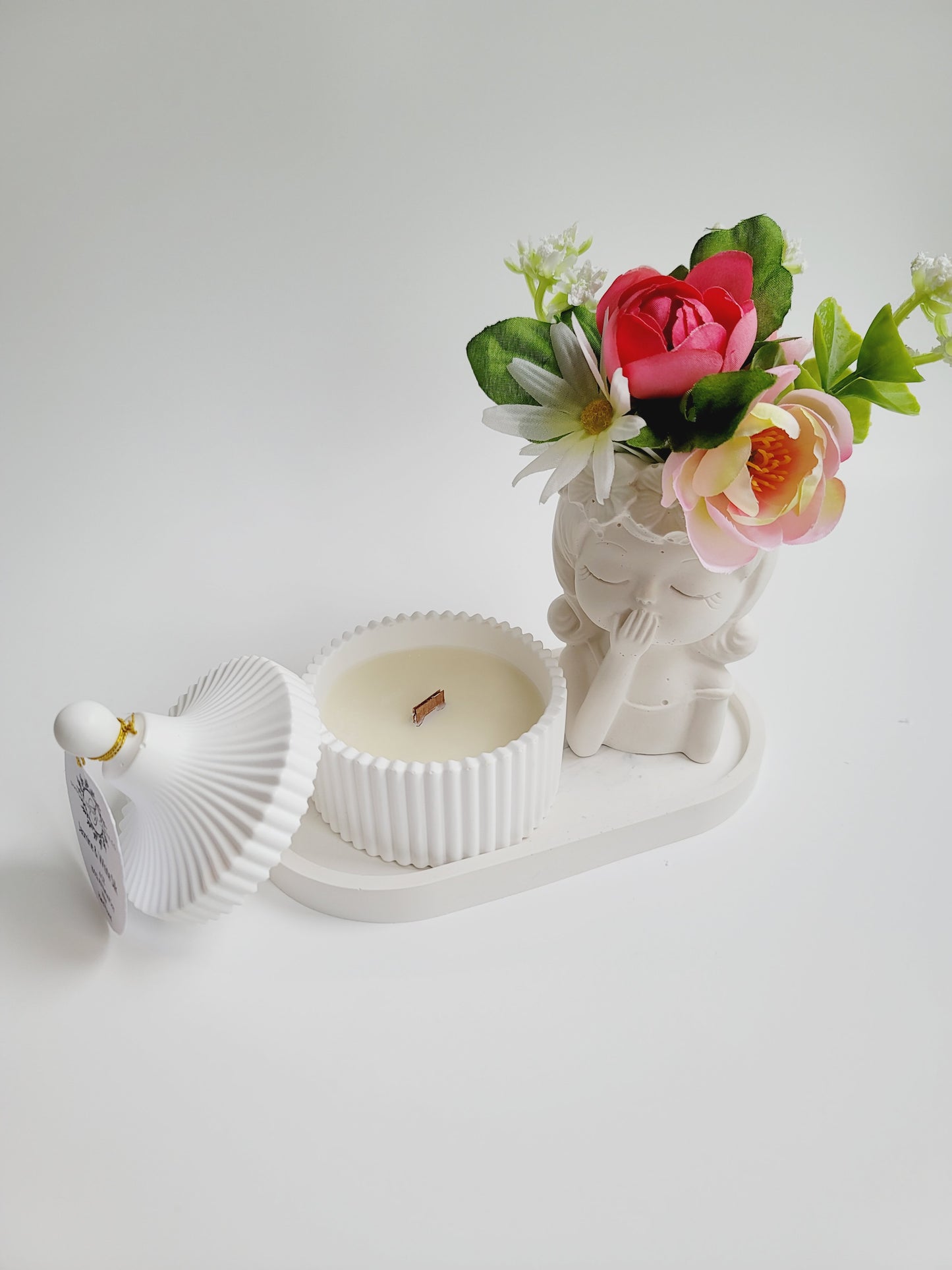 Cement Table Decor - Girl with Braids