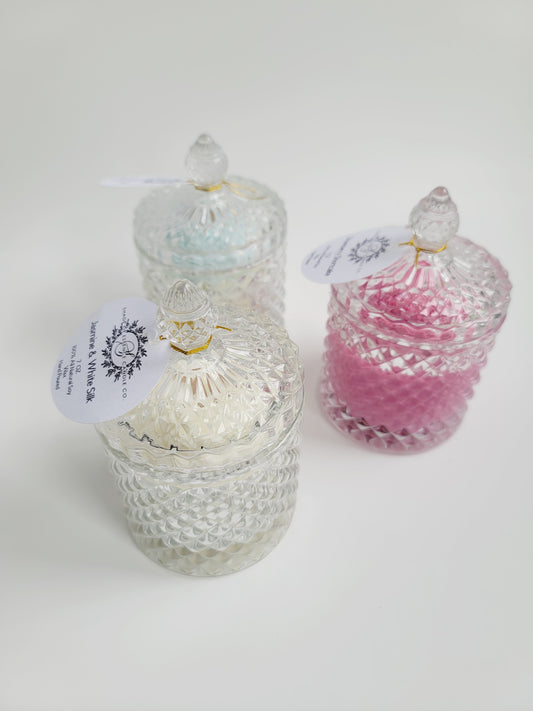 7oz Poenies Blossom Soy Candle Reusable Crystal Candy Jar