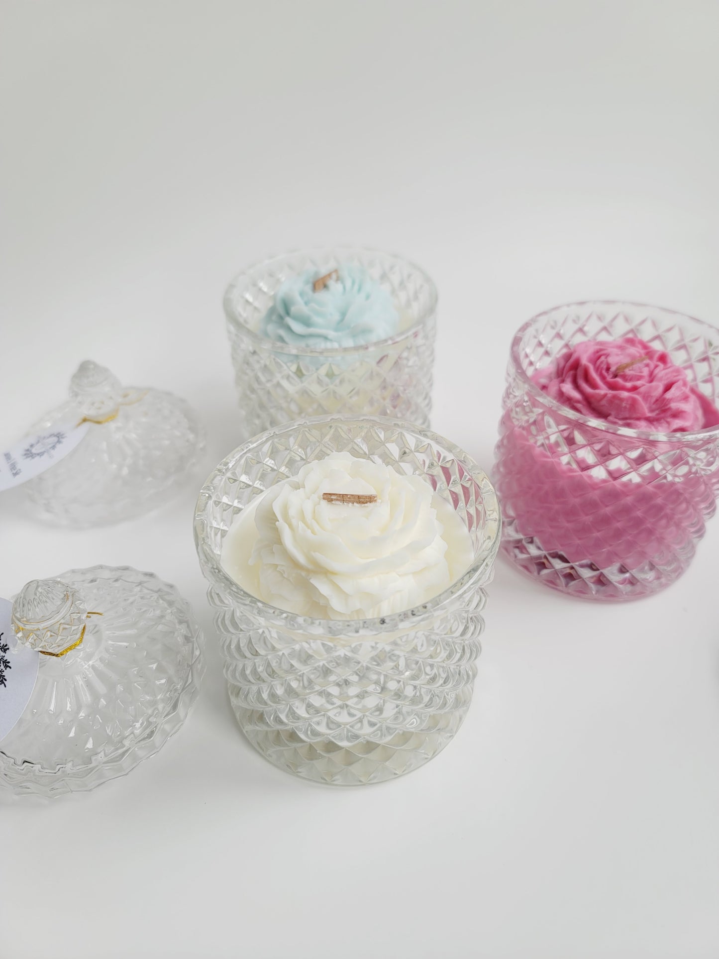 7oz Poenies Blossom Soy Candle Reusable Crystal Candy Jar